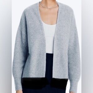 Aqua Open Front Cashmere Cardigan Sweater Light  Grey XS